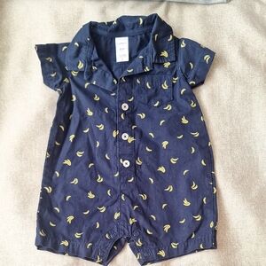 Carter's Navy Banana Print Baby Romper